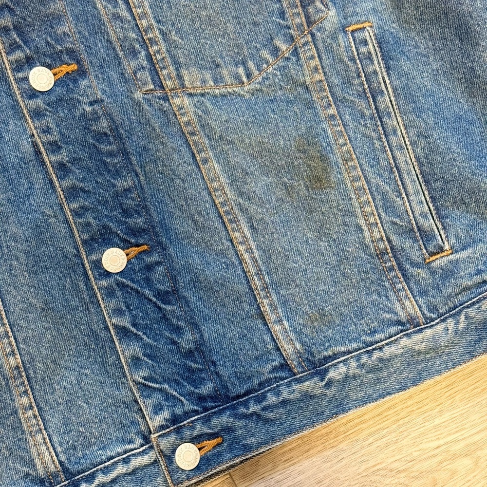 Vintage 2000’s Eddie Bauer Heavy Weight Dark Wash Denim Jacket Men’s M - Picture 7 of 7